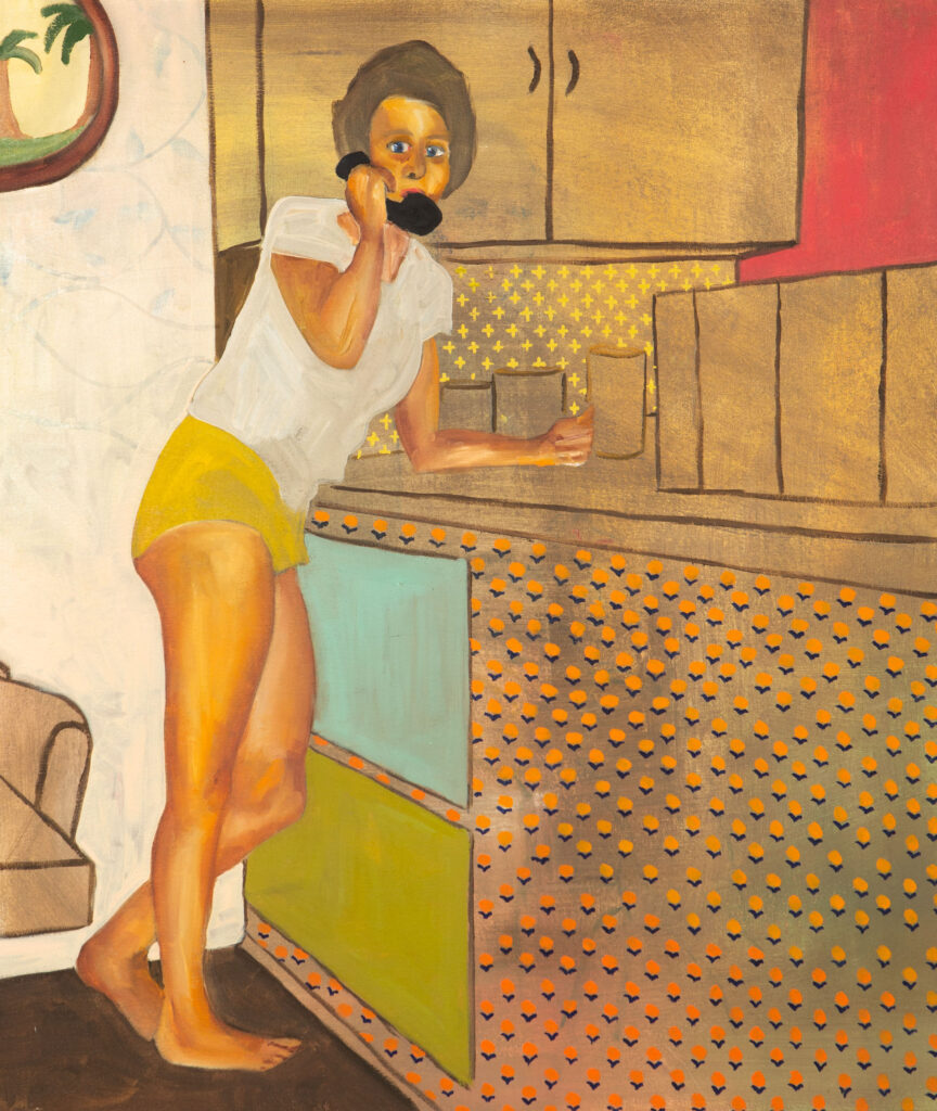 Mikalya Scout Curtin, Bernadette's Kitchen Phone (Study). Oil on Canvas.
