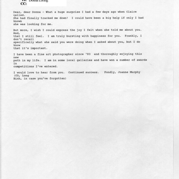 email subject Vietnam W.A.C. reunion from Joanne Murphy