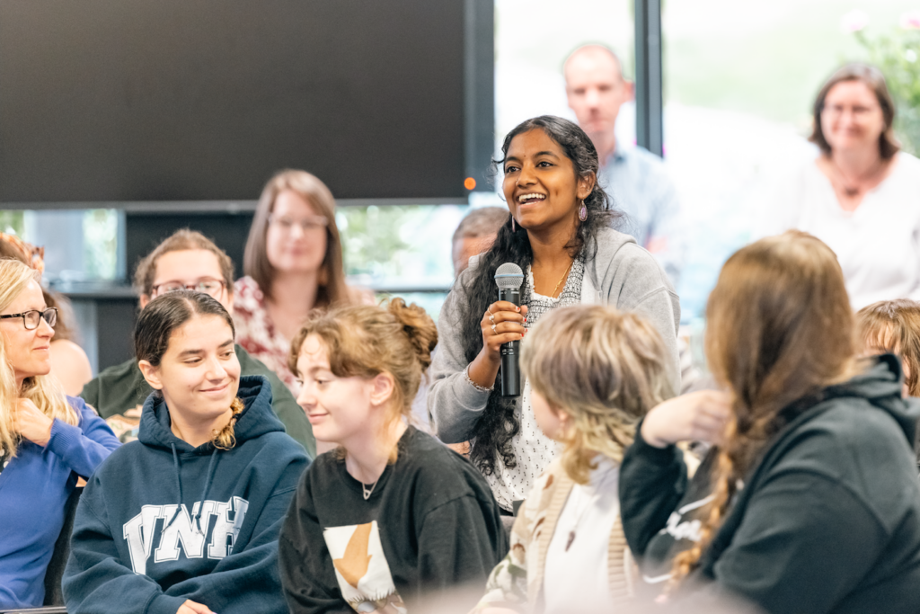 A student asks a question at the 2023 Donna Loring lecture.
