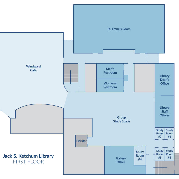 floor plan of Ketchum library lower level.