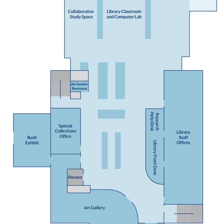 Floor plan of Ketchum Library main level.
