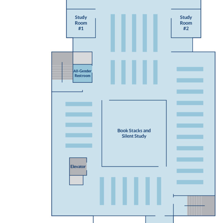 floor plan of Ketchum Library upper level.