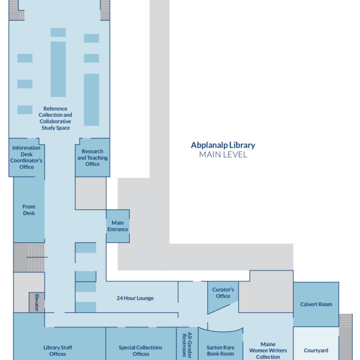 floor plan of Abplanalp Library main level.